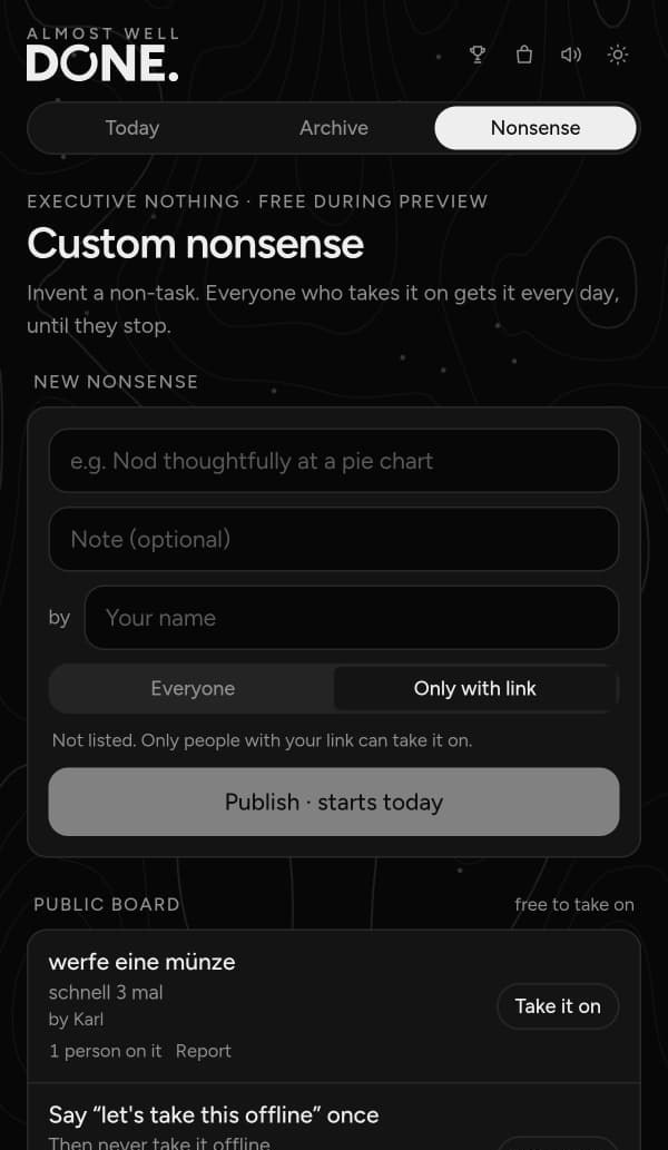 Custom nonsense board
